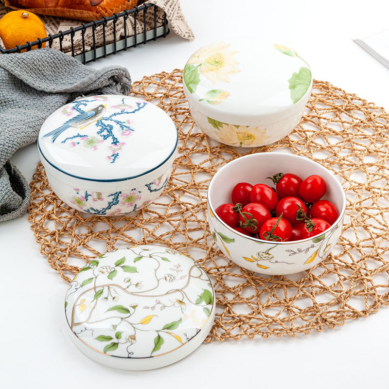 家用创意骨瓷韩式盖碗瓷盖子米饭碗蛋羹碗泡菜碗咸菜碗陶瓷盖小碗