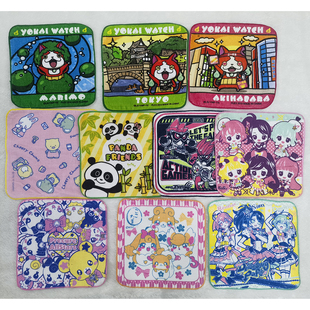 20x20cm日单妖怪卡通儿童成人纯棉全棉小方巾擦汗 嘴吸水毛巾