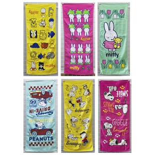 34x80cm小狗兔子牛奶妹卡通纯全棉外贸吸水成人儿童洗脸面巾 毛巾