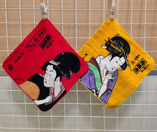 清仓 25x25cm日单艺伎美女外贸全棉纯棉柔软擦手擦嘴小方巾方毛巾