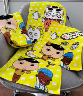 日单屁屁侦探卡通纯棉全棉儿童成人方巾洗脸毛巾面巾游泳浴巾