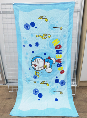 包邮！60x120cm叮当猫蓝胖子外贸纯棉儿童成人洗澡小浴巾（处理）