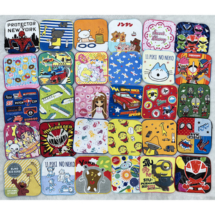 16x16cm外贸卡通纯棉全棉儿童男女幼儿园擦嘴擦手小方巾毛巾