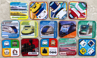 16x16cm日本单新干线火车头外贸纯棉数码印花柔软儿童毛巾小方巾