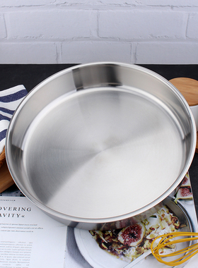 18/10不锈钢圆形多功能蒸盘家用商用中式简约纯色饺子盘烤盘平盘