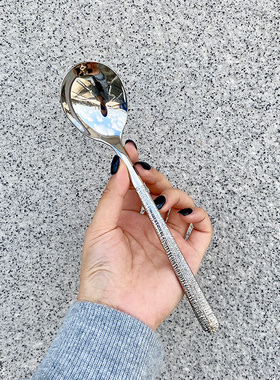 18/10不锈钢勺子圆头调羹汤匙家用长柄成人儿童加厚吃饭喝汤勺