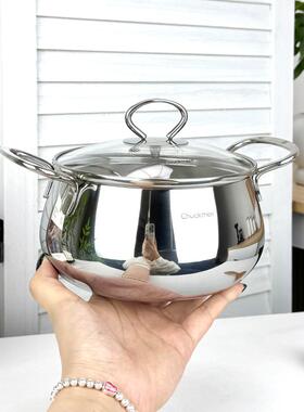 chockmen卓德铭18/10不锈钢加厚双耳苹果小炖锅无涂层辅食锅奶锅