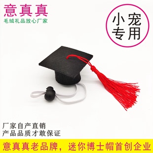 宠物迷你博士帽锁扣学士帽毛绒玩具玩偶流苏毕业帽子头饰拍照道具