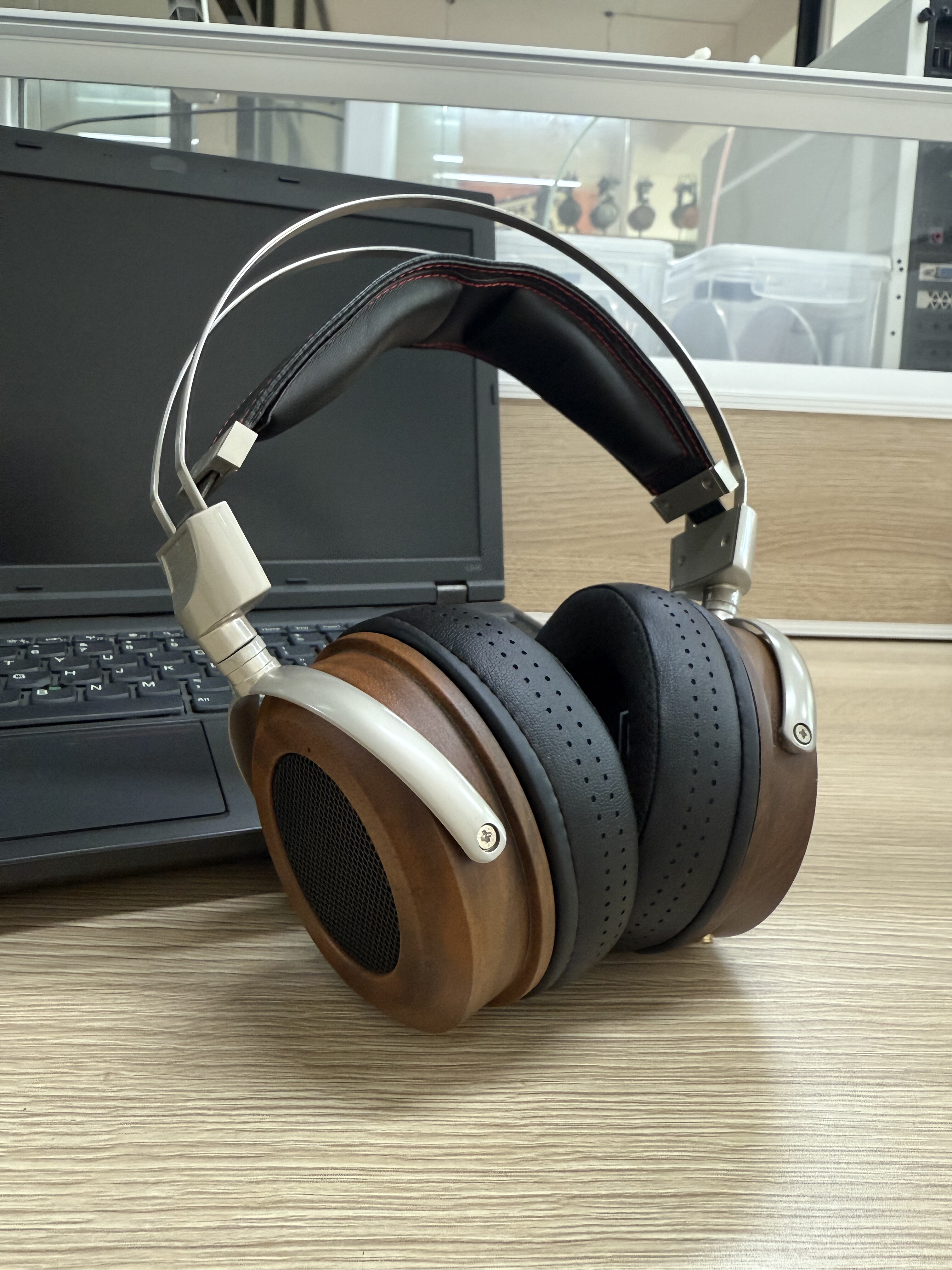 胡桃木头戴式开放耳机监听HIFI实木外壳发烧有线金属框架音乐耳机