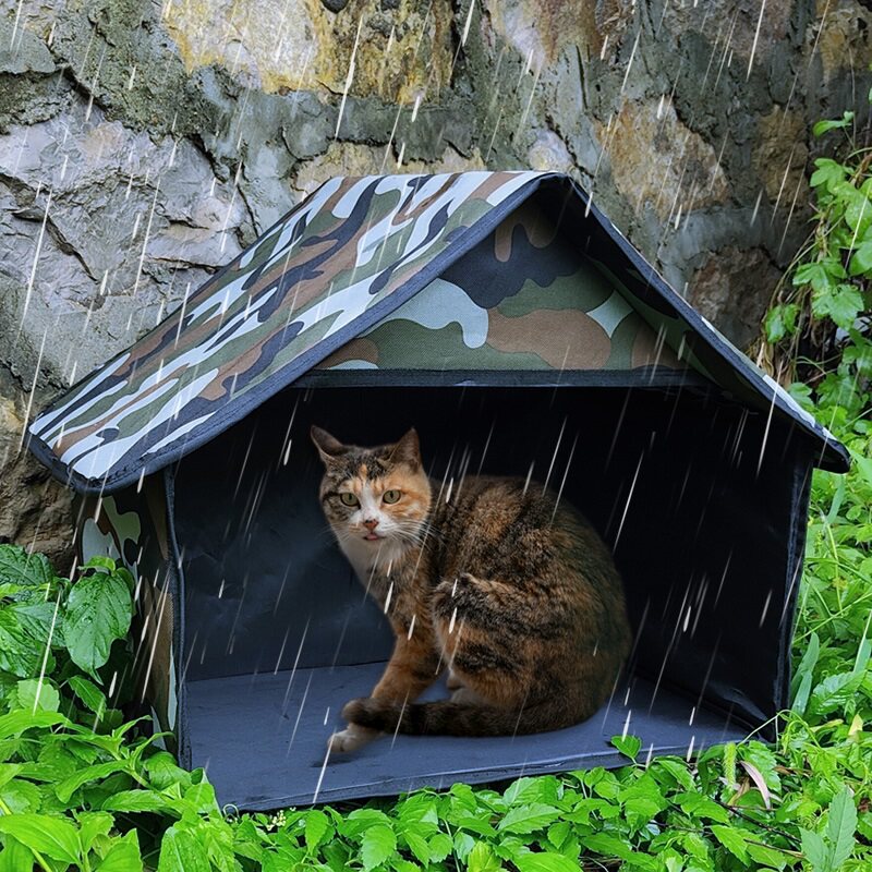 流浪猫户外窝夏天喂食器遮雨棚封闭式野外狗流浪猫窝室外防雨防水图片