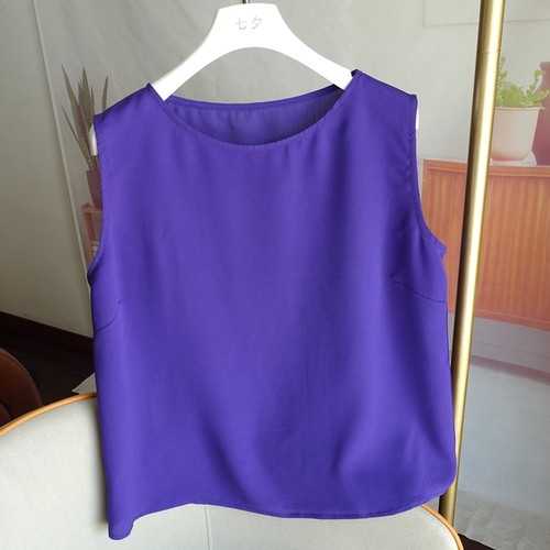 重磅桑蚕真丝无袖一字船领背心女