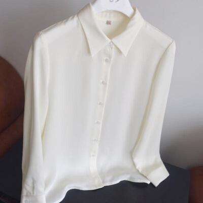 长袖重磅真丝白衬衫垂坠气质宽松