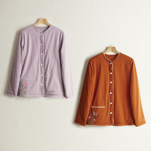 桑蚕丝纯色刺绣修身保暖棉衣内胆