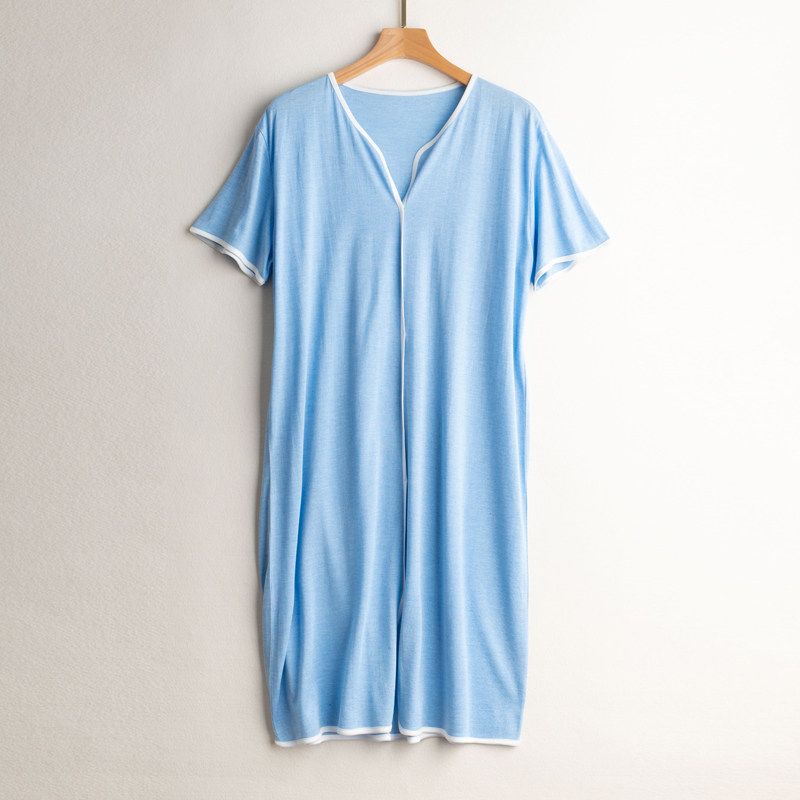 【清仓】真丝加棉睡裙女夏季家居服薄款长裙子外穿宽松凉感短袖连