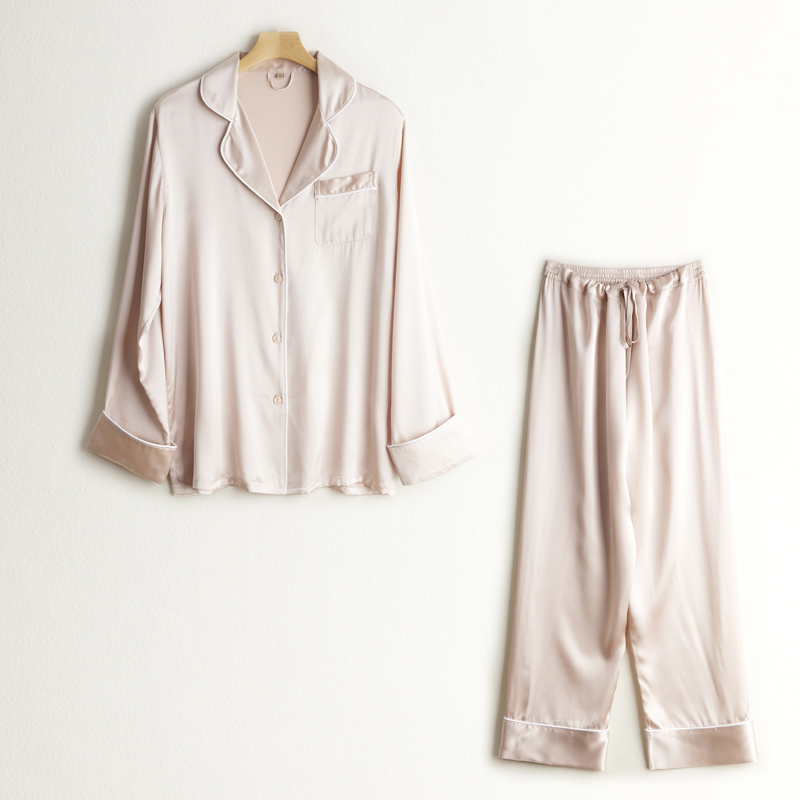 真丝睡衣女夏重磅100%桑蚕丝简约高级丝绸家居服宽松两件套睡裤