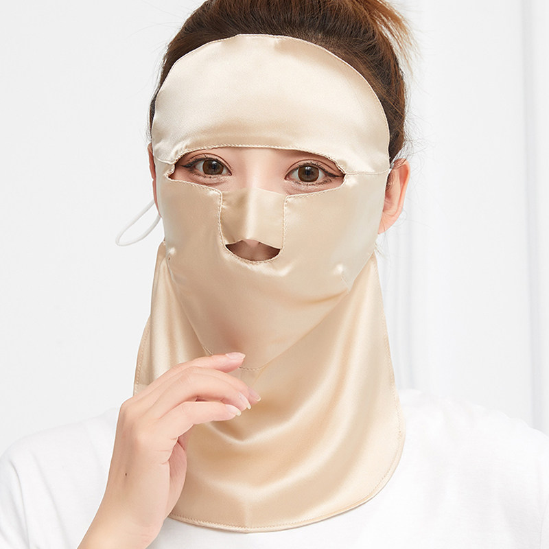 SILK ENLARGED NECK PROTECTION SUNSCREEN ANTI-ULTRAVIOLET FULL FACE MASK FACE PROTECTION FACE COVERING SUMMER SUNSHADE MULBERRY SILK WINDPROOF FACE MASK