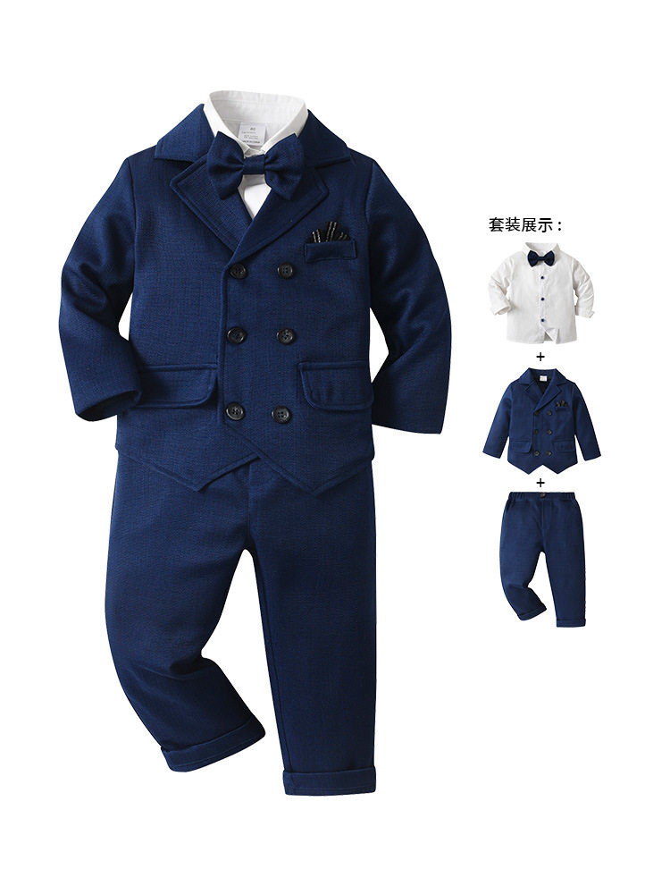 2024新款男孩婚礼花童小西装秋冬季长袖西服宝宝绅士礼服男童套装