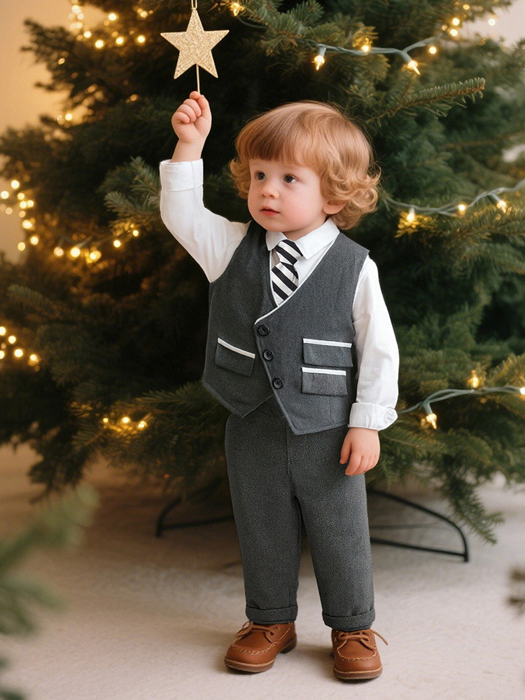 2026新款儿童西装马甲男童钢琴主持演出服宝宝周岁秋冬西服花童装