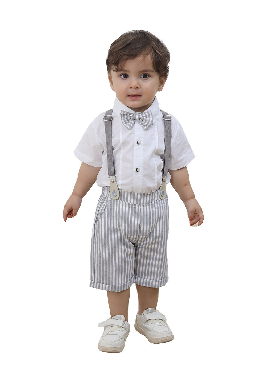 2024新款男童帅气套装宝宝周岁生日礼服夏婴童摄影服饰婚礼花童装