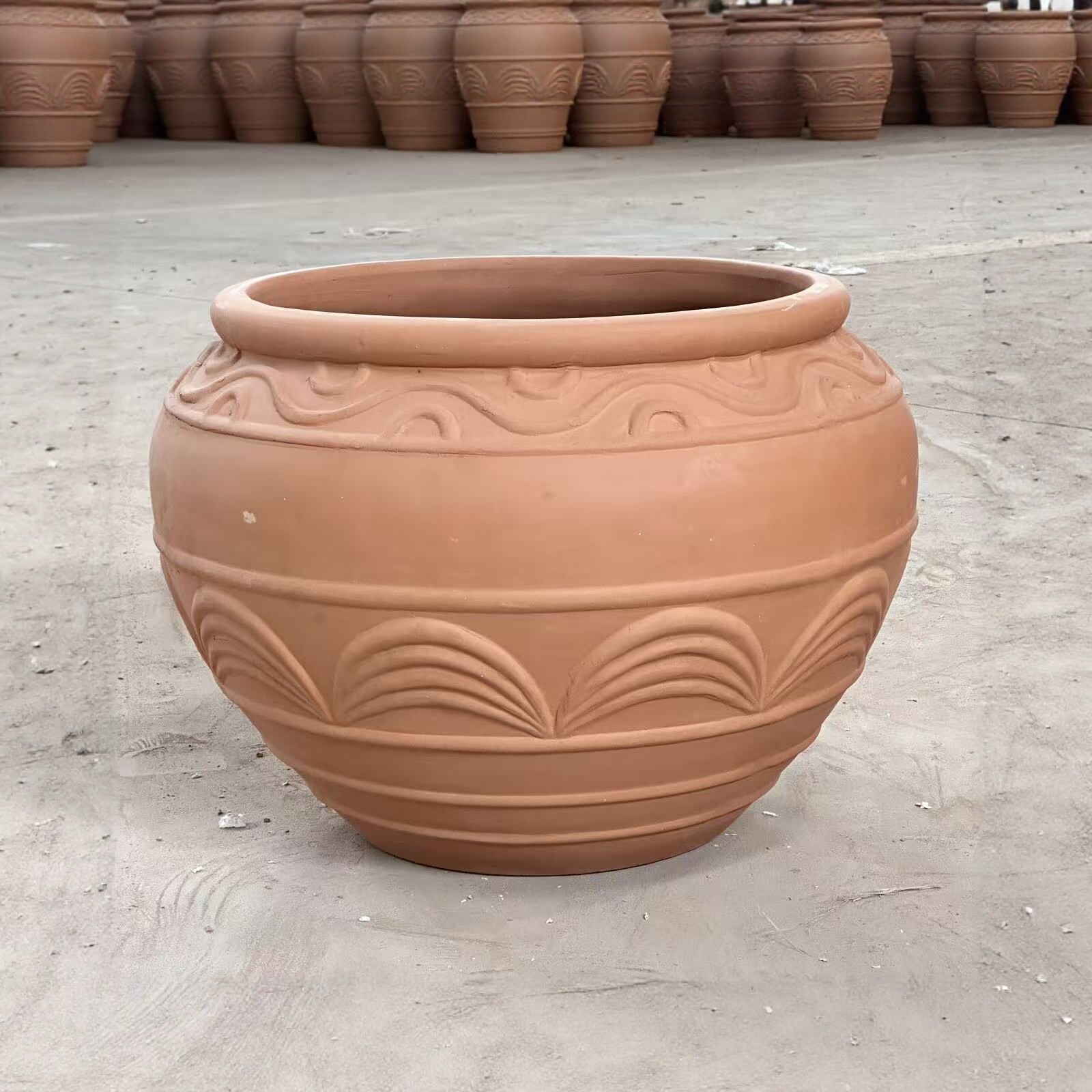欧式花纹红陶观陶景罐花钵园林红泥陶花盆花园装饰