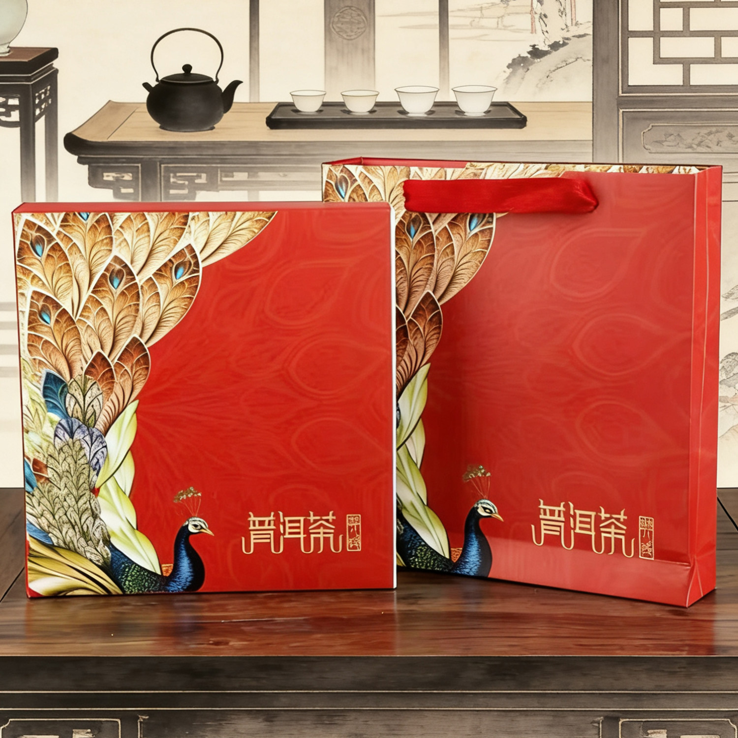 云南普洱茶七子饼357g饼包装盒通用福鼎白茶饼空礼品盒简易折叠盒