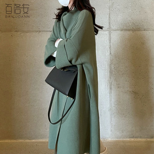 百洛安慵懒风宽松毛衣外套女外搭秋冬款外穿洋气中长款加厚针织衫