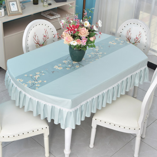 免洗桌旗款现代防水防油椭圆茶几套餐长条餐桌布桌垫家用定制