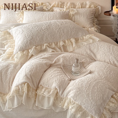 冬季法式公主风牛奶绒床上四件套