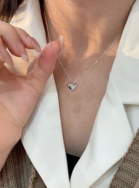 s925纯银小众设计简约爱心项链女