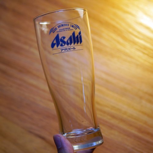 日本进口朝日ASAHI扎啤杯精酿杯玻璃杯日式啤酒杯喝水杯厚底耐热