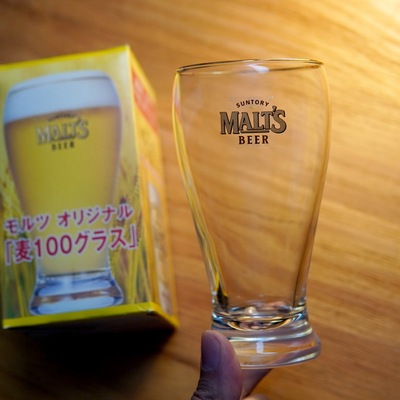 日本进口SUNTORY三得利MALT'S BEER麦100神泡啤酒杯玻璃杯带盒