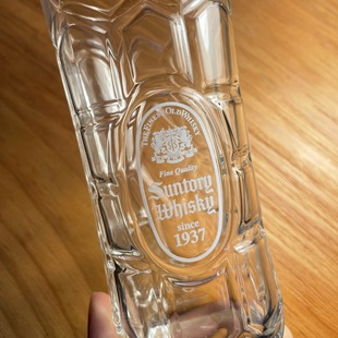 日本SUNTORY三得利WHISKY 1937角威士忌玻璃酒杯龟甲纹水杯啤酒杯