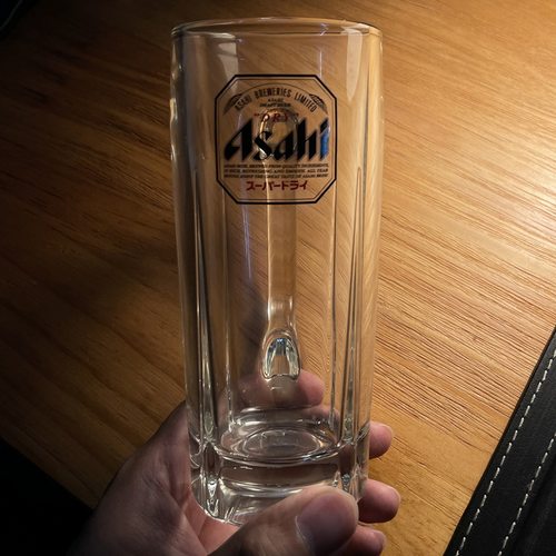 日本朝日ASAHI扎啤杯超爽快啤酒精酿杯玻璃啤酒杯水杯带把手350ml