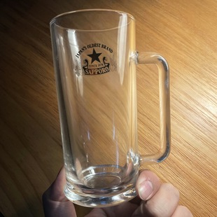 日本进口SAPPORO三宝乐札幌啤酒杯精酿酒吧扎啤杯玻璃杯把手带盒