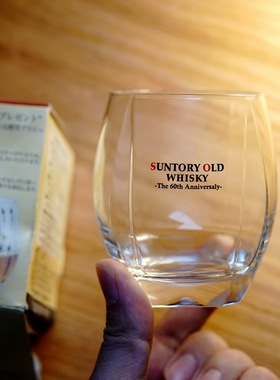 日本SUNTORY OLD三得利60周年纪念WHISKEY玻璃杯威士忌酒杯洋酒杯