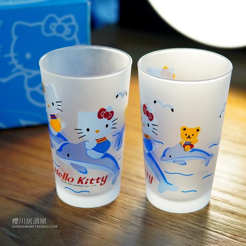 2个一盒 日本Sanrio三丽鸥Hello Kitty凯蒂猫KT猫磨砂玻璃杯水杯