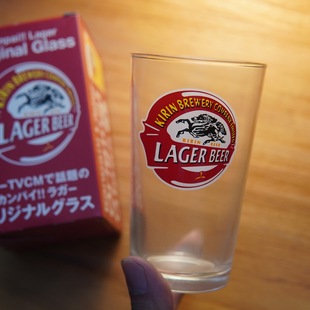 日本进口麒麟KIRIN 水杯烧酒杯 LAGER优质兰格啤酒生啤玻璃杯日式