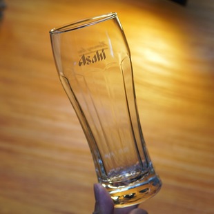 日本产朝日ASAHI精酿生啤酒扎啤杯玻璃杯日式啤酒杯多边折射厚底