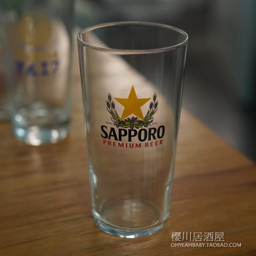 日本制SAPPORO三宝乐传奇啤酒杯玻璃杯 黑标麦穗轻薄杯400ml