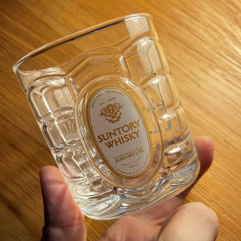 日本SUNTORY LTD三得利WHISKEY 角杯龟甲型水晶玻璃杯威士忌酒杯