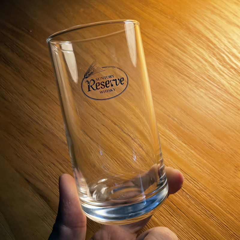 日本SUNTORY  Reserve三得利WHISKEY麦芽印花玻璃杯威士忌酒杯