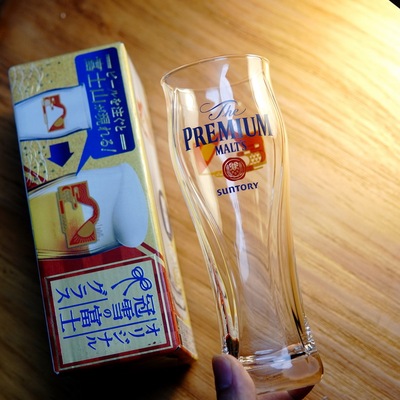 日本SUNTORY三得利PREMIUM雪冠富士山限定神泡万志生啤酒杯玻璃杯