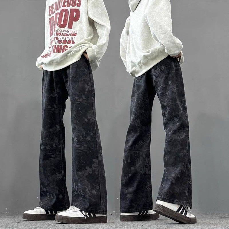 美式高街vibe弯刀裤子小众蛇纹扎染牛仔裤男款解构中大童直筒裤男,童装/婴儿装/亲子装,儿童牛仔裤,淘宝优惠券,粉丝福利购,淘宝优惠卷