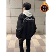 美式 加绒加厚中大童外套男女秋冬款 宽松潮牌ins休闲百搭上衣外套