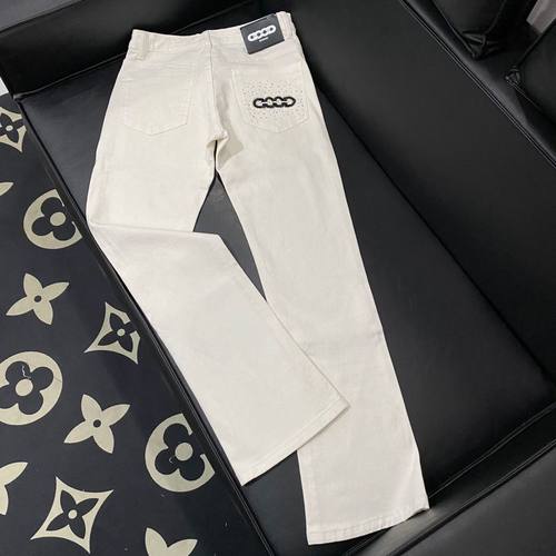 中大童学生儿童微喇牛仔裤男女秋季宽松直筒显高长裤秋天裤子印花