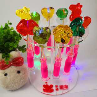 新双灯炫光七彩闪光变色LED发光糖荧光夜光棒棒糖儿童节 夜店蹦迪