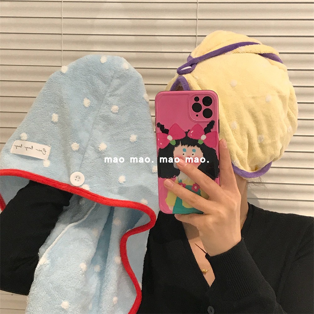 点点可爱干发帽超强吸水不掉毛