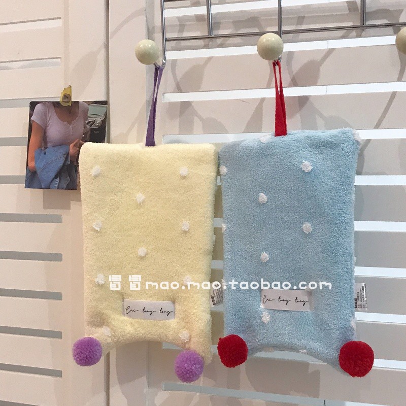 可爱卡通波点擦手巾挂式加厚