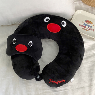 可爱卡通小企鹅u型枕自制外出便携高颜值旅行护颈枕办公室午睡枕