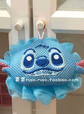 可爱蓝色大耳狗浴花洗澡巾沐浴球女不散柔软搓澡起泡搓背神器